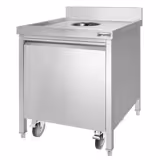 Poubelle - 50 litres - avec chariot à roulettes - ouverture de dépôt & extraction frontale - inox