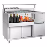 Cocktailstation - RVS - 1200x720mm - met 4 GN-bakken 1/6 & spoelbak rechts