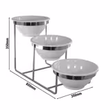 Etagere / Buffet Stand - Metal frame - Chrome - Height: 350mm - incl. 3 Melamine bowls - with 3 shelves - suitable for round bowls
