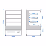 Mural refrigerado abierto - 900x800x1395mm - 287L - con 3 estantes - Negro