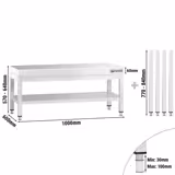 Nerezový pracovní stůl - 1000x600 mm - se spodní policí