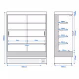 Vitrina mural refrigerada - 1524x700x2000mm - 693L - con 2 puertas correderas de vidrio y 4 estantes - Negro