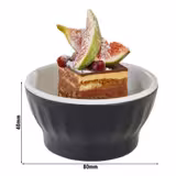 (12 pieces) HALFTONE Melamine Buffet Bowls – Black - Round Ø 80 mm - 100 ml
