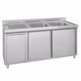 Meuble évier ECO - 1600 x 700 mm - avec poubelle & 2 bacs à droite