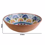 (6 stuks) Schaal - ARABESQUE - Melamine - 3L - rond - Ø310mm - stapelbaar - Terracotta/Blauw