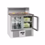 Saladette ECO - 903mm - 2 glazen deuren - met roestvrijstalen opzetstuk voor 5x GN 1/6