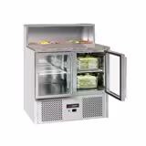 Saladetă ECO - 903mm - 2 uși de sticlă - cu atașament din oțel inoxidabil pentru 5x GN 1/6