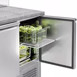 Commercial Saladette Counter ECO - 900mm - 240L - 2 doors - with square glass canopy for 5 x GN 1/6