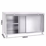 Edelstahl Arbeitsschrank PREMIUM - 1800x800mm - mit Schiebetür ohne Aufkantung inkl. Schneidplatte