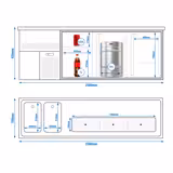 منضدة البار PREMIUM PLUS - 2500x700mm - 2 أبواب زجاجية & 2 أدراج
