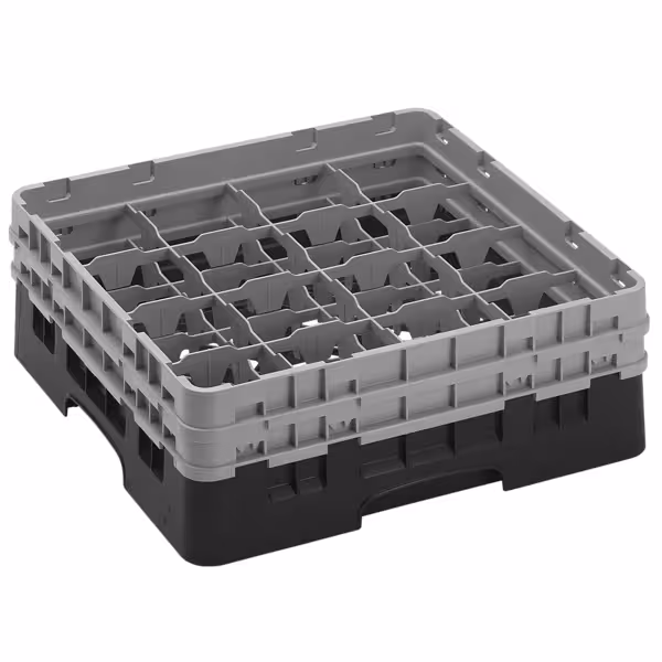CAMBRO | CAMRACK® - Glazenwasmand 1/1 - 16 vakken - met 2 verlengstukken - 500x500mm - Zwart