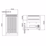 Grătar pe gaz cu piatră de lavă - 7 kW - grilaj înclinat - model de banc - linia 700 - inox