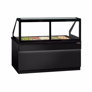 Saladette TORONTO - 2000mm - Zwarte voorkant - 3 deuren - voor 5x GN 1/1 - Zwart granieten werkblad