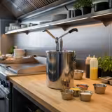 Commercial Sauce Dispenser with Pump - 8 litres - Stainless steel - 215x430mm - adjustable dose - with container - 25–40g per pump