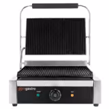 Commercial Contact Grill - Heavy Duty Panini Press - 3kW - plates: ribbed top & bottom - grill area: 340x230mm
