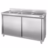 Móvel de lavagem em aço inoxidável PREMIUM - 1400x600mm - 2 cuba(s) à esquerda, com escorredor à direita