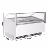 Vitrine à glace ADAM – 1700 mm – refroidissement ventilé – pour 18 bacs à glace de 5 litres ou 12 bacs à glace de 7 litres – Blanc