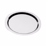Serving Tray Stainless Steel Round Ø320 mm – Silver - 12 mm Rim Height