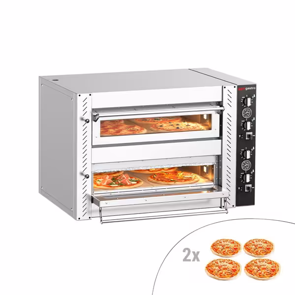 Electric Deck Pizza Oven - Twin Deck - Refractory Stone Deck - 4+4 - Ø 34cm (13.4") - Mechanical Controls - up to 450°C
