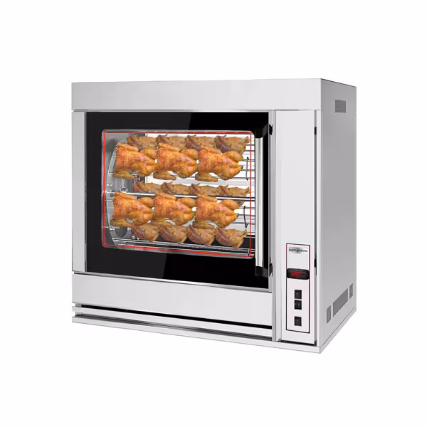 Elektro Rotations Hähnchengrill - 10 kW - mit 7 Spießen für bis zu bis zu 42 Hähnchen