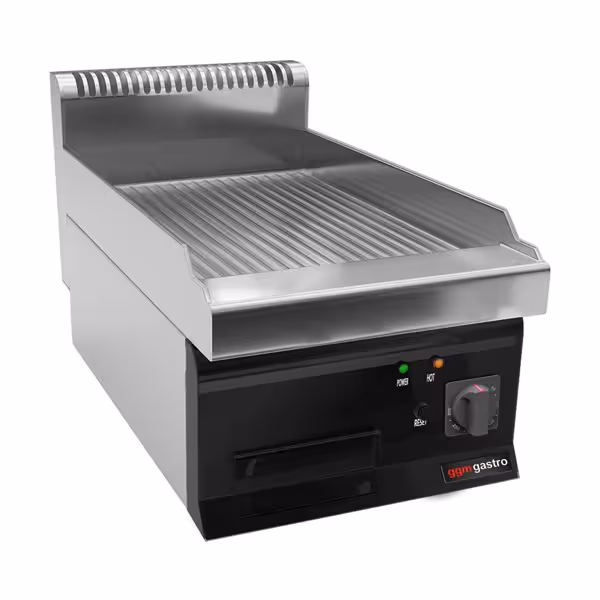 Fry Top Elettrico Professionale - 8,0 kW - Rigato - Superficie di cottura: 395x535mm