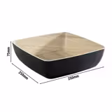 (6 unid) Saladeira - FRIDA - melamina - 2,65L - quadrada - 250x250mm - Profundidade: 75mm - Preto/Bege