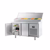 Bakkerij voorbereiding koeltafel - met 2 deuren - Vakafmeting EN - Roestvrijstalen opzetstuk 9x 1/4 GN