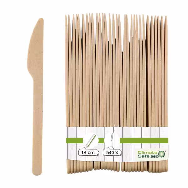 (60 szt.) Nóż wielorazowy - 180mm - BPA free, do zmywarki, FSC certyfikowane, recyklingowalne, wielorazowe - Naturalny