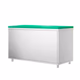 Armoire de travail en inox PREMIUM – 1600 × 600 mm – avec porte coulissante – incl. planche à découper verte