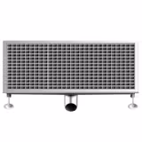 Stainless Steel Channel Drain - AISI 304 - 750x400mm - low-profile - side outlet - Ø70mm - removable grate