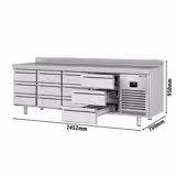 Koelwerkbank PREMIUM PLUS - 2452x700mm - met 12 lades - opstand