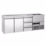 Comptoir de bar réfrigéré PREMIUM - 2500x700mm - 2 portes & 3 tiroirs