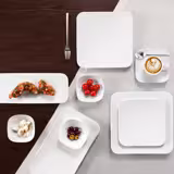 (6 pcs) SELTMANN WEIDEN | Coupe Side Plates – porcelain – dishwasher-safe – cream – square