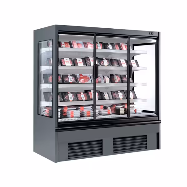 Murale Refrigerato Professionale - 1955mm - 1204l - +2°/+4°C - con 1 porte in vetrocamera & 4 ripiani - Antracite (RAL7016)