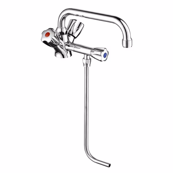 Enkelgats mengkraan - met tafelmodel, zwenkuitloop, eengreeps, mengkraan (warm/koud) - 460mm