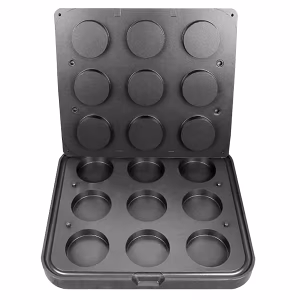 Platen voor tartelette-machine TMNP - tartelettevorm: rond - Ø 80 mm - voor 9 tartelettes