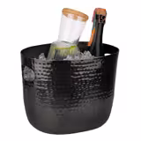 Wine & Champagne Bucket - Aluminium, Hammered, Gunmetal Look - 3.9 litres - Ø190mm - Height:200mm - Black - with handles