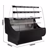 Pasta Teşhir Dolabı - 1300x980mm - 3 cam raflı; tortenauszuglu - düz camlı; arka sürgülü cam kapı - LED aydınlatma; dijital termostat; statik soğutma - ön panel siyah