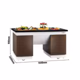 Neutraal element DUBLIN - 1600x1000x(H)900mm - zwart granieten werkblad - met deur(en) - mobiel - met wielstel - incl. 4 zwenkwielen