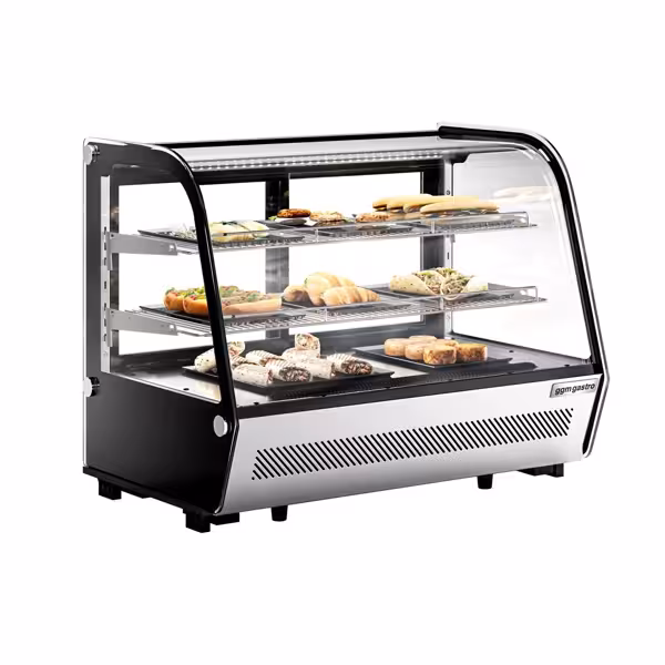 Koelvitrine - tafelmodel - 160 liter - 874mm - schuifdeuren - gebogen ruit - met 2 schappen - NL