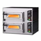 Elektrisk pizzaugn (el-däck/box) - med chamottesten - 1+1 x Ø 35 cm - 2‑däck - 450 °C - Manuell - 580x480 mm