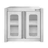 Rvs wandkast - 800x400mm - met glazen draaideuren - 650mm hoog