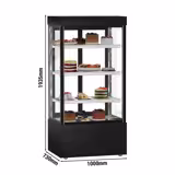 Hlađena vitrina za kolače MADRID - 850 l - 1000 mm - s kliznim staklenim vratima - dvostruko ostakljenje - s 3 policama - Crna mat