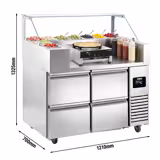 Banco preparazione refrigerato - 1210 mm - 4 cassetti - per 9x contenitori 1/6 GN - incl. crepiera