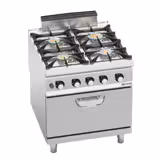 Cucina a gas professionale - Paolo 900 - 2-pz - 800x900x1060mm - 35,8 kW - 4 fuochi - su armadio chiuso - forno elettrico statico - 7,8 kW