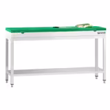 Masă de lucru din oțel inoxidabil PREMIUM - 1800 x 700 mm - cu blat de bază - incl. placă de tăiere verde