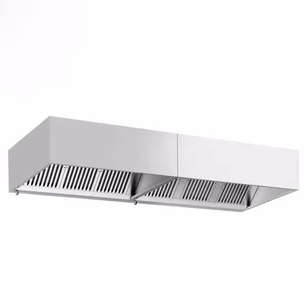Commercial Wall-Mounted Extractor Hood - 3000mm - with Baffle Filters & Lighting