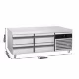 Mesa refrigerada baja PREMIUM - +2 a +8°C - 1400mm - 135L - 4 cajones - 4x GN 1/1