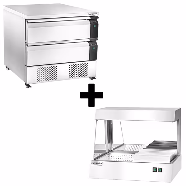 Vries/koelcombinatie onderbouw -22 tot +8°C - 1230mm - 2 laden - incl. friteswarmer