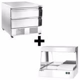 Diepvries-/gekoelde onderkast-combinatie - -22/+8°C - 1230mm - 111 liter - 2 laden - 2x GN 1/1 - incl. frietwarmer